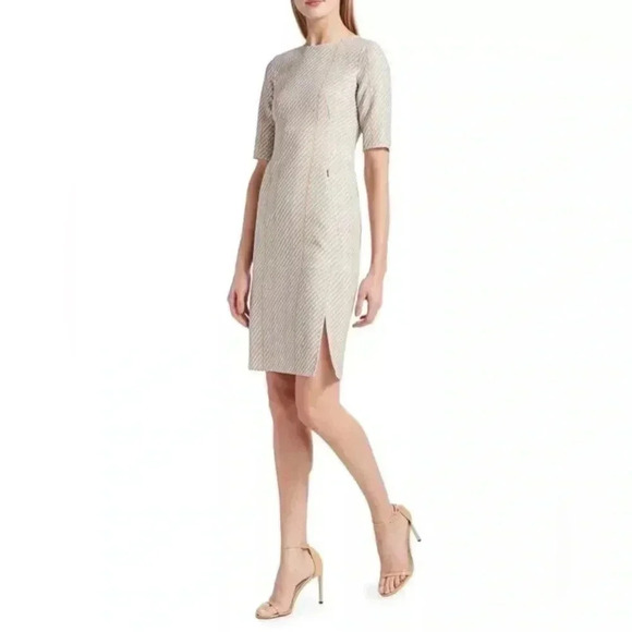 AKRIS Tweed Double Face Wool Sheath Dress Clay Sunrise Size 6 NWT - Picture 14 of 14